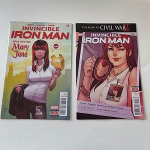 Invincible Iron Man comics issues 4 and 10 Mary Jane Watson MJ cover Spider-Man